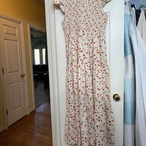 COPY - Smocked bodice, ruffle short sleeve floral maxi EUC Christy Dawn.